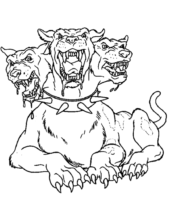 coloriage cerbere a 3 tetes